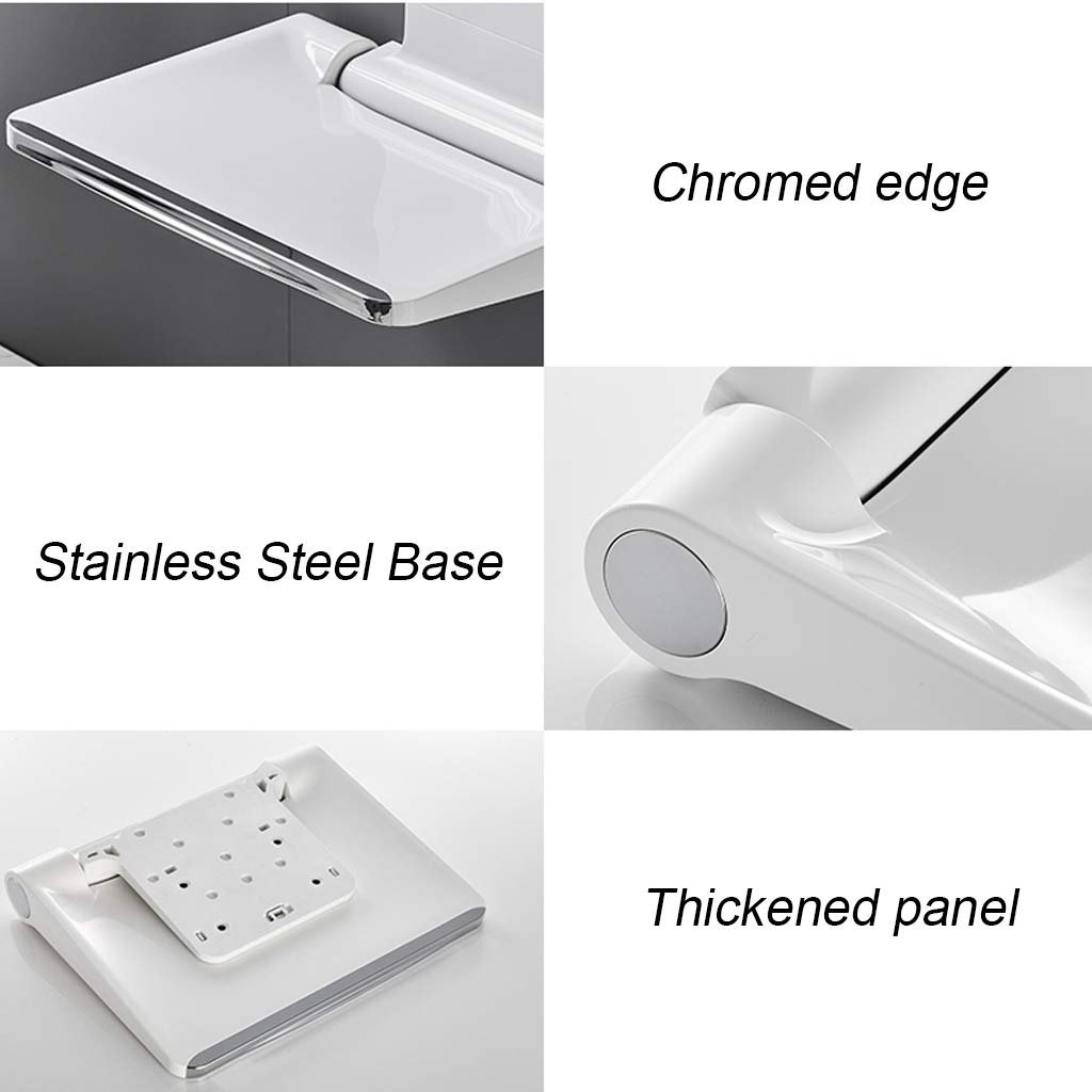 Montado en la Pared Asiento de Ducha Plegable Moderno Baño Taburete de Seguridad Silla Base de Acero Inoxidable Carga de 200 kg. Ayuda de baño para Ancianos, discapacitados