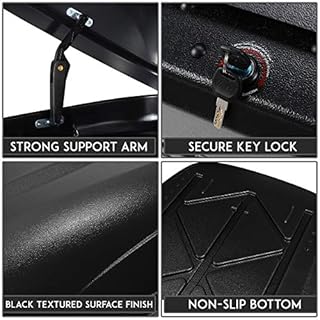 DNA MOTORING Rooftop Cargo Box Carrier Lockable Heavy Duty Car Top Storage Case, Capacity 110 Lbs, 53" L x 34" W x 15" H, 11 17 Cubic Ft.(Textured Black), PT-ZTL-8166-BK