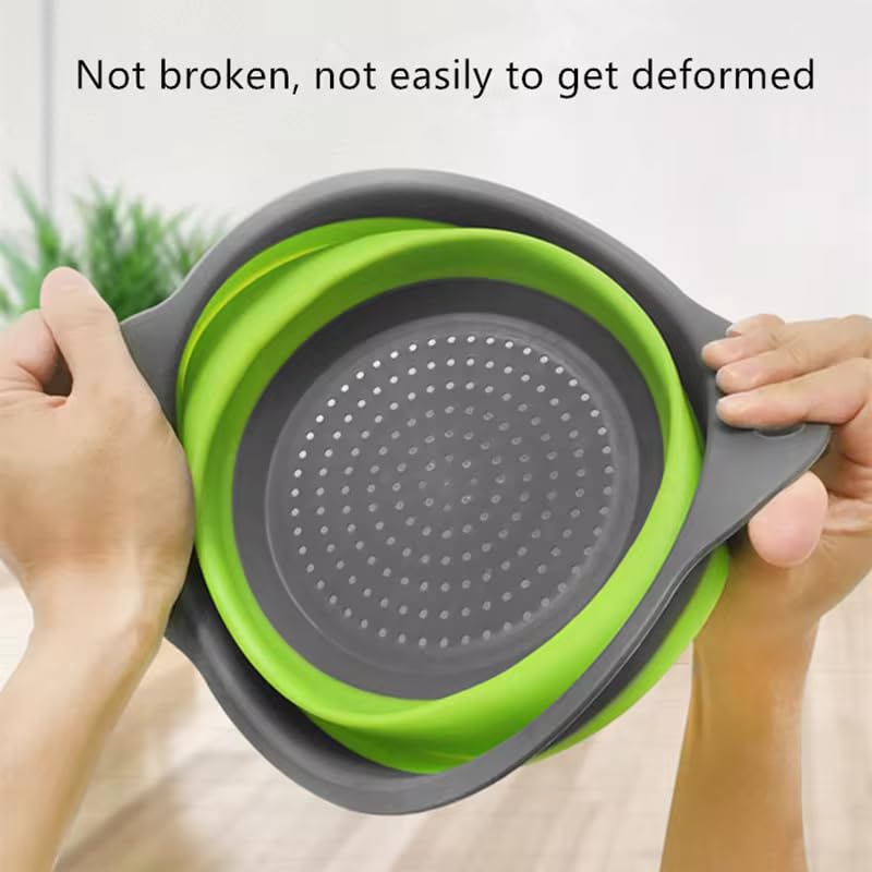 Juego de 2 coladores plegables redondos - Juego de coladores de cocina de silicona 6