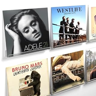 Vinyl Record Shelf Wall Mount, 12 inch Clear Acrylic Album Record Holder Display, Floating Shelves for Wall, Magazine Shelf, Kids Bookshelf, Suitable for Bedroom, Living Room, etc.—6 Pack - Les Beatles, Paul McCartney, John Lennon, RIngo Starr, George Harrison