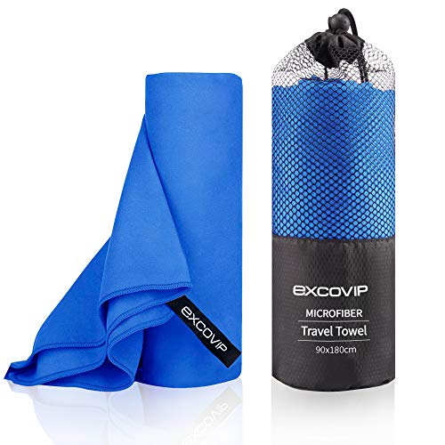 EXCO Toalla de enfriamiento para Deportes XXL, Absorbente del Sudor, Toalla de Yoga Antideslizante con Bolsa de Rejilla, Ideal para Yoga Caliente, Bikram, Pilates (180x90x0.2cm)