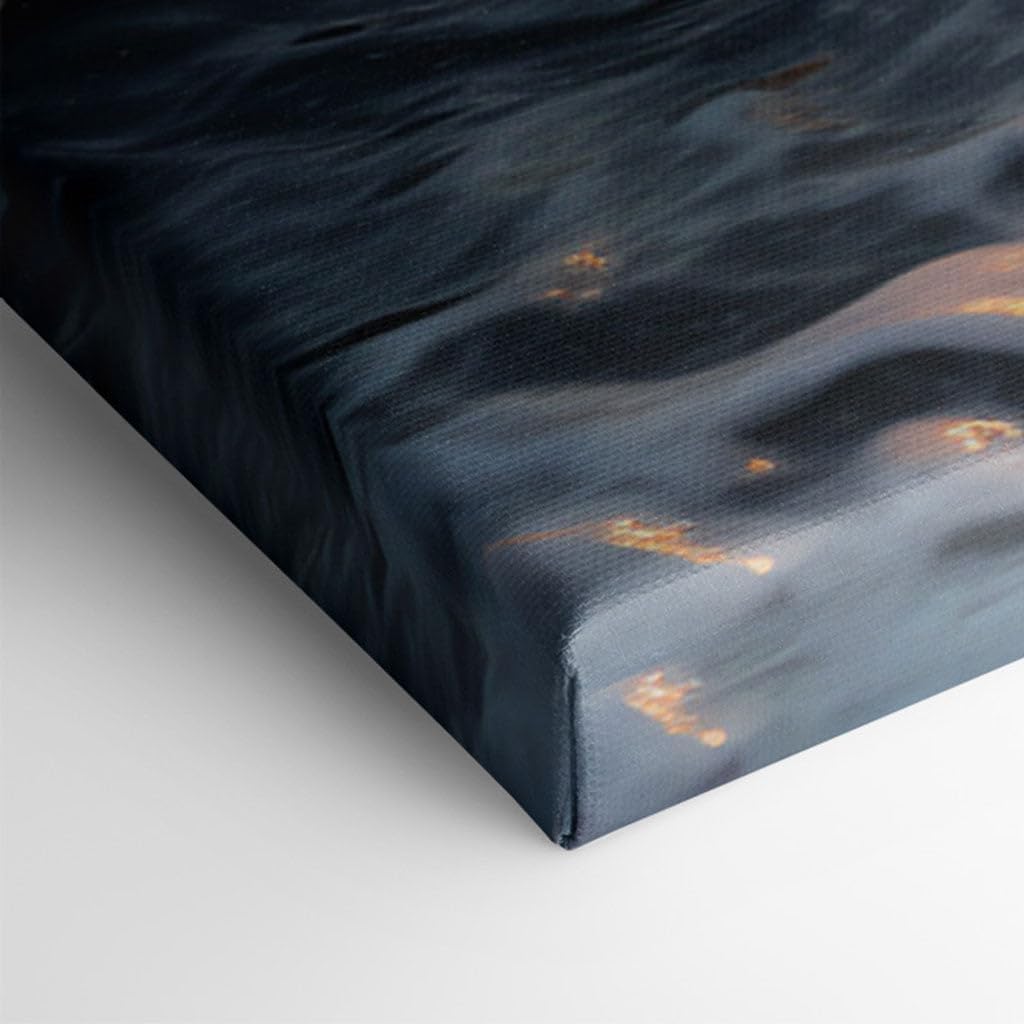 Canvas for Living room. Sunset Serenity: Where Golden Skies Kiss the Foamy Seas, 27 x 18 inch Canvas Wall Art - Contemporary Masterpieces - Modern Home Decor - 69x46 cm (27x18 inch)