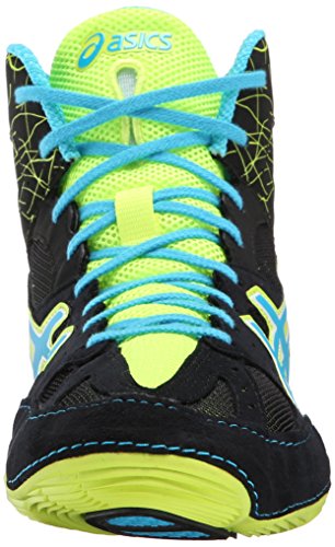 Asics Men's Cael V6.0 Wrestling Shoe, Black/Atomic Blue/Flash Yellow, 11.5 M Us #TOP1