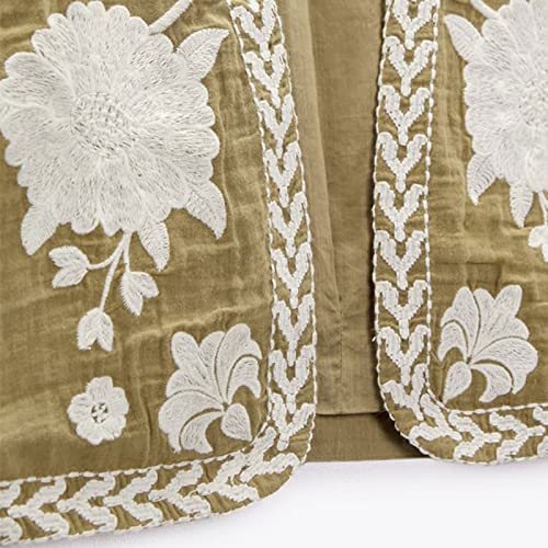 Women Y2k Floral Embroidered Crop Vest Sleeveless Open Front Flower Linen Short Vest Cardigans Tops Streetwear4