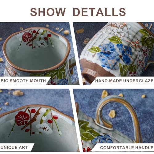 Taza de cerámica 280 ml con diseño floral vintage miniatura 6
