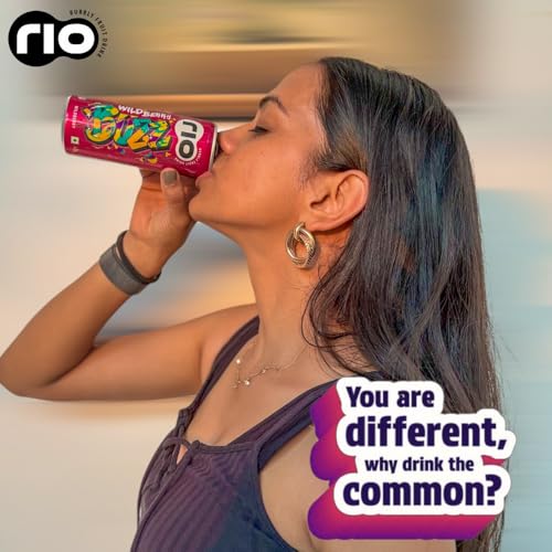 Image of Rio Wildberry Flavor Wild Berry Bubbly Fruit Drink Can|Soft Drink|Exotic Fruit Juice + Fizz|Rich In Vitamin C And Honey|Pack Of 12|250 Ml