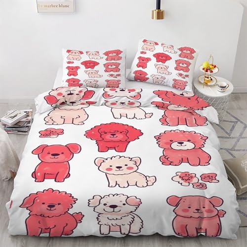 Parure de lit 90x190 chiot avec housse de couette en microfibre