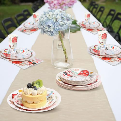 FoldTier 100 Pcs Farm Animal Theme Party Plates Set, Including 25 Pack 9 Inch and 7 Inch Farm Paper Plates, 25 Disposable Napkins and 25 Paper Cups, Fit for Birthday Decorations, Baby Showers by FoldTier - Used condition - Image 5