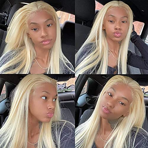 Impresssia Blonde 613 Lace Front Wig Human Hair 18 inch, Virgin Human Hair Straight 613 Lace Front Wig with Baby Hair Pre Plucked 13x4 H-D Transparent Lace 150% Density Straight 613 Frontal Wig