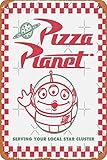 Pizza Planet Box Art,Comic Retro,Cartoon, Poster Metal Sign Retro Home Decorative Vintage Tin Sign 12 x 8 Inch