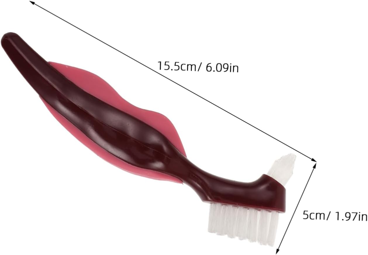 NOLITOY 2pcs Dual-Head Denture Cleaning Brush Hard Bristles Toothbrush for Dentures Tooth Cleaning Tool for Seniors Elderly