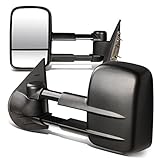 DNA Motoring TWM-003-T222-BK Pair of Manual Telescopic Foldable Towing Mirrors Compatible with 07-13 Silverado 1500 1500HD 2500HD, Suburban 1500 2500/07-14 Silverado 3500 3500HD, Black