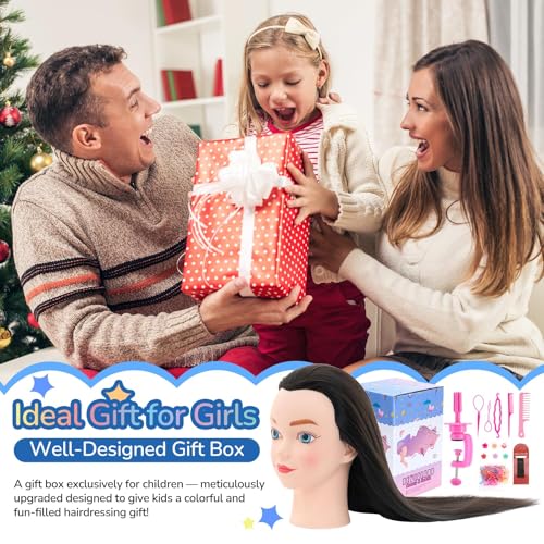 everland Frisierkopf 20 Zoll 100% Synthetisches Haar Übungskopf Trainingsköpfe Frisierkopf Schminkkopf Styling mit Tischklemme Und Haarflechtset