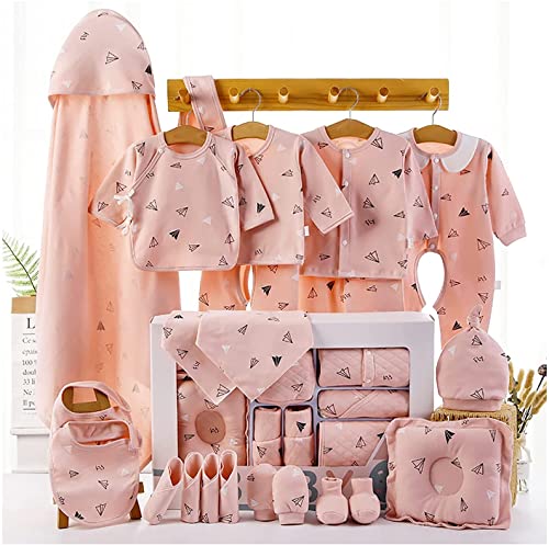 Puhang ベビー服 新生児服 ベビーギフトセット 出産祝い 出産準備 22点セット ロンパース 女の子 男の子 肌着 おくるみ ベビー帽子 手袋 靴下 よだれ掛け ハンカチ 枕 プレゼント天然綿100% 柔らかい ギフトボックス付き 0~12ヶ月 ピンク