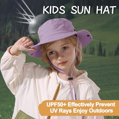 Image of Outdoor Kids Sun Hat UPF 50+ Quick Dry Foldable Bucket Hat Lightweight Adjustable Fishing Safari Hat for Girls and Boys