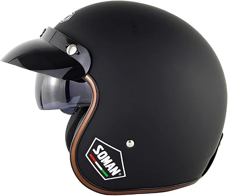 Casco Da Moto Vintage Casco Jet, Casco Da Moto Semiaperto Omologato ECE 3/4  Con Visiera Scooter Chopper Skateboard Casco Da Ciclismo Per Uomo E Donna  (Color : 2, Taglia : 55~55cm) :