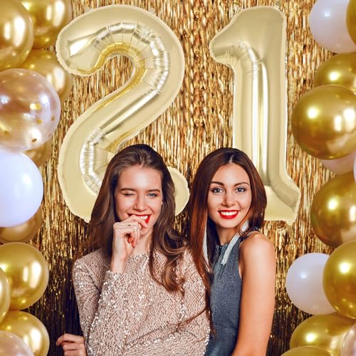 Image of Champagne Gold Large Number 1 Balloon, 40 Inch Light Gold Foil Helium Number Balloons, Giant Mylar Number 1 Balloons for 1st Years Old Birthday Party Anniversary Decorations