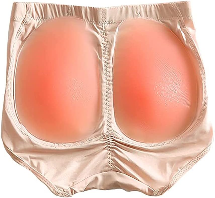 1cm/2cm Realistic Silicone Padded Panty Buttock Enhancer Shapewear Butt Lifter Underwear, Reusable (Color : Skin 1cm, Size : L)