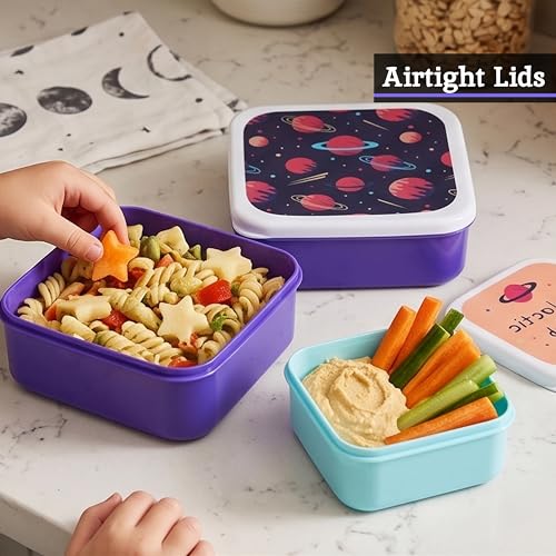Práctica lonchera infantil apilable con compartimentos bento para excursiones y colegio 5