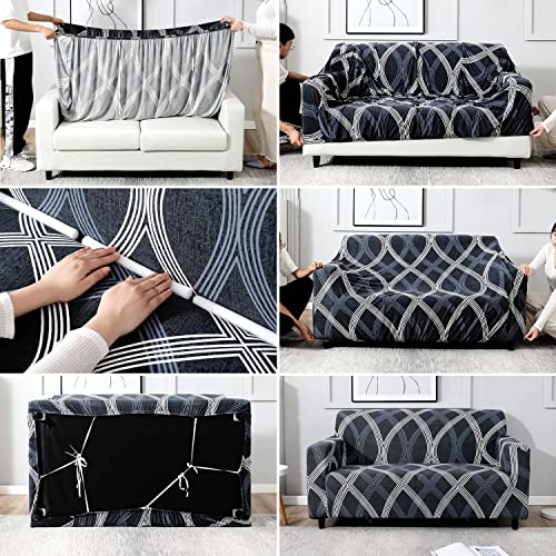 Image of HOKIPO 95% Polyester, 5% Spandex Stretchable Elastic Couch Cover 1 Seater, Shadow Grey (AR-4093-D18)