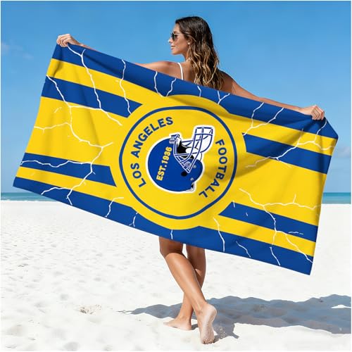 Football Fan Thin Lightweight Microfiber Beach Towel Los Themed XL Oversized Quick Dry Absorbent Towels Men Women Sport Stuff Rams Team Dad Husband Guy Him Christmas Father Day Gag Funny Unique Gift