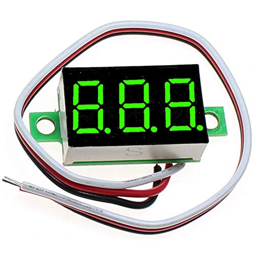 Image of (5 Pack) JacobsParts DC 0-30V 3-Wire Voltmeter 3-Digit LED Display Panel Volt Meter Digital Voltage Tester (Green)