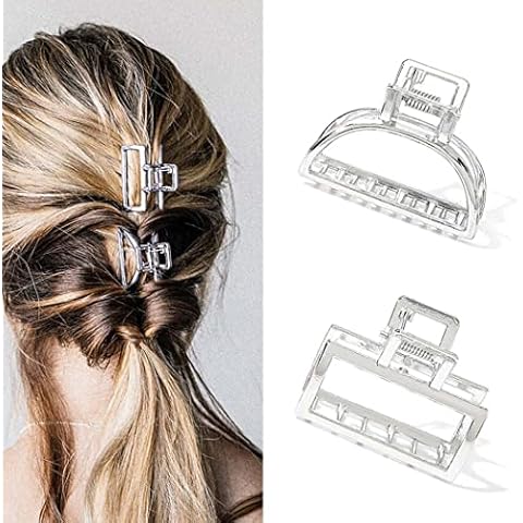 Runmi Silver Metal Hair Claw Clips Cover