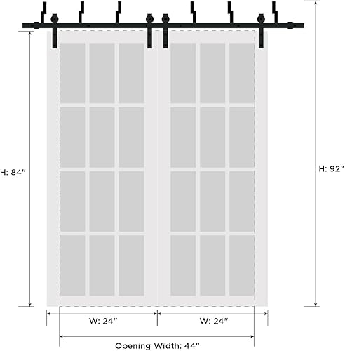 Miniatura 27 de Lucia 1299 - Puertas corredizas de 84 x 84 pulgadas, color negro mate con espejo, juego de herrajes resistentes para rieles de 8 pies, puertas