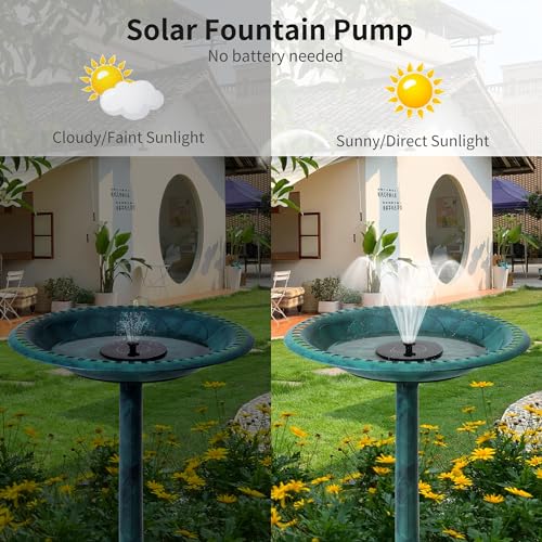 Vecelo BIRD BATH With Solar Powered Fountain thumb #4