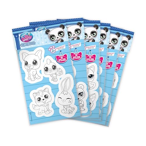 Creative Live Games Littlest Pet Shop Paint Your Stickers – Set con 12 Pegatinas para Colorear, Hojas de Dibujo y Lápices | Actividades Creativas para Niños