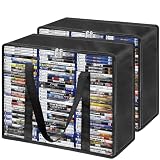 PUTNATRUE DVD Storage Bags 2-Pack, Holds 70 DVDs 90 Blu-Rays 120 CDs, Highly Clear & Stackable Organizer for Video Game Cases, Movies, Music, Clothes, Pillows & Bedding