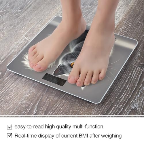 Báscula digital de baño con patrón de gatos grises miniatura 5