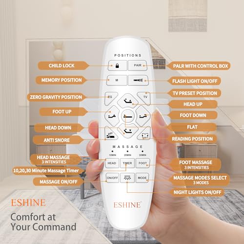 Image of ESHINE King Adjustable Bed Frame with 14 Inch Mattress, Memory Foam Hybrid Mattress, Phone Control, Wireless Remote, 5 Minutes Installation, Head and Foot Incline, 3100 Series, King