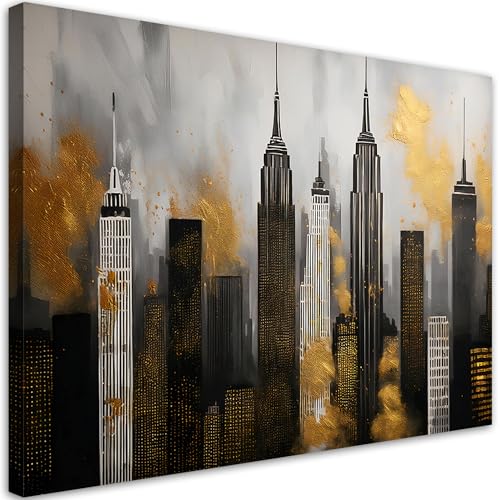 Feeby - Impression sur Toile - Tableau Decoration Murale - Gratte-ciel Bâtiment Architecture - 115x70 1partie - Salon Peinture Tableaux - Moderne...