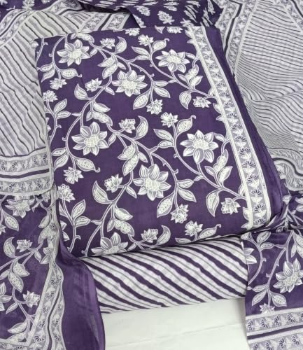 Image of DRAVINAM Trends Women's Premium Cambric Cotton Jaipuri Printed Unstitched Salwar Suit Dress Material with Mulmul Cotton Dupatta
