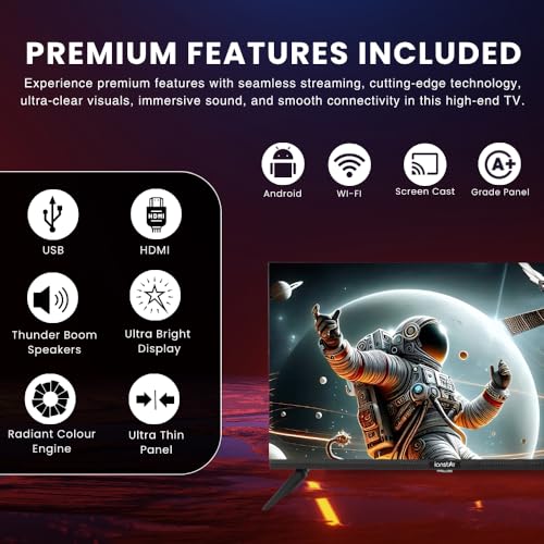 Image of IONSTAR 24 inch HD SMART LED TV Android (60 cm) Voice Control App, 30W Thunder Speakers, WiFi, Screen Cast, USB Ports, LAN, Headphone, AV, Ultra Thin Panel, Radiant Colour Engine