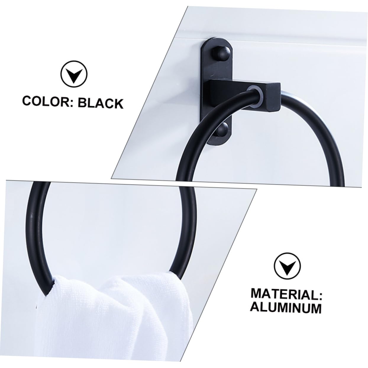 2 Piezas Toalla de Aluminio toallero Toalla de baño Colgador de Toallas de baño Negro