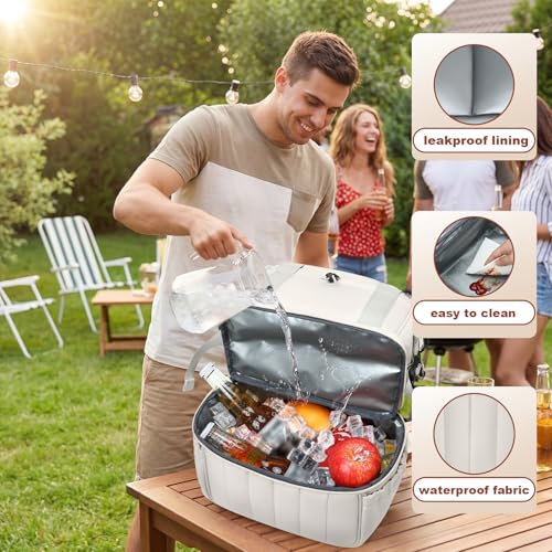 16L LOISOU 2-in-1 Hot Cold Double Layer 9L Insulated Lunch Bag & Everyday Essentials Purse (Gray) - image 4