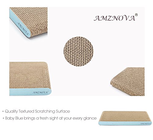 Image of AMZNOVA Cat Scratcher, Durable & Recyclable Cardboard, Colors Series, Narrow, Baby Blue