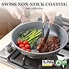 Sensarte Nonstick Frying Pan Skillet with Lid, Swiss Granite Coating Omelette Pan with Cover, Healthy Cookware Chef's Pan with Top, PFOA Free