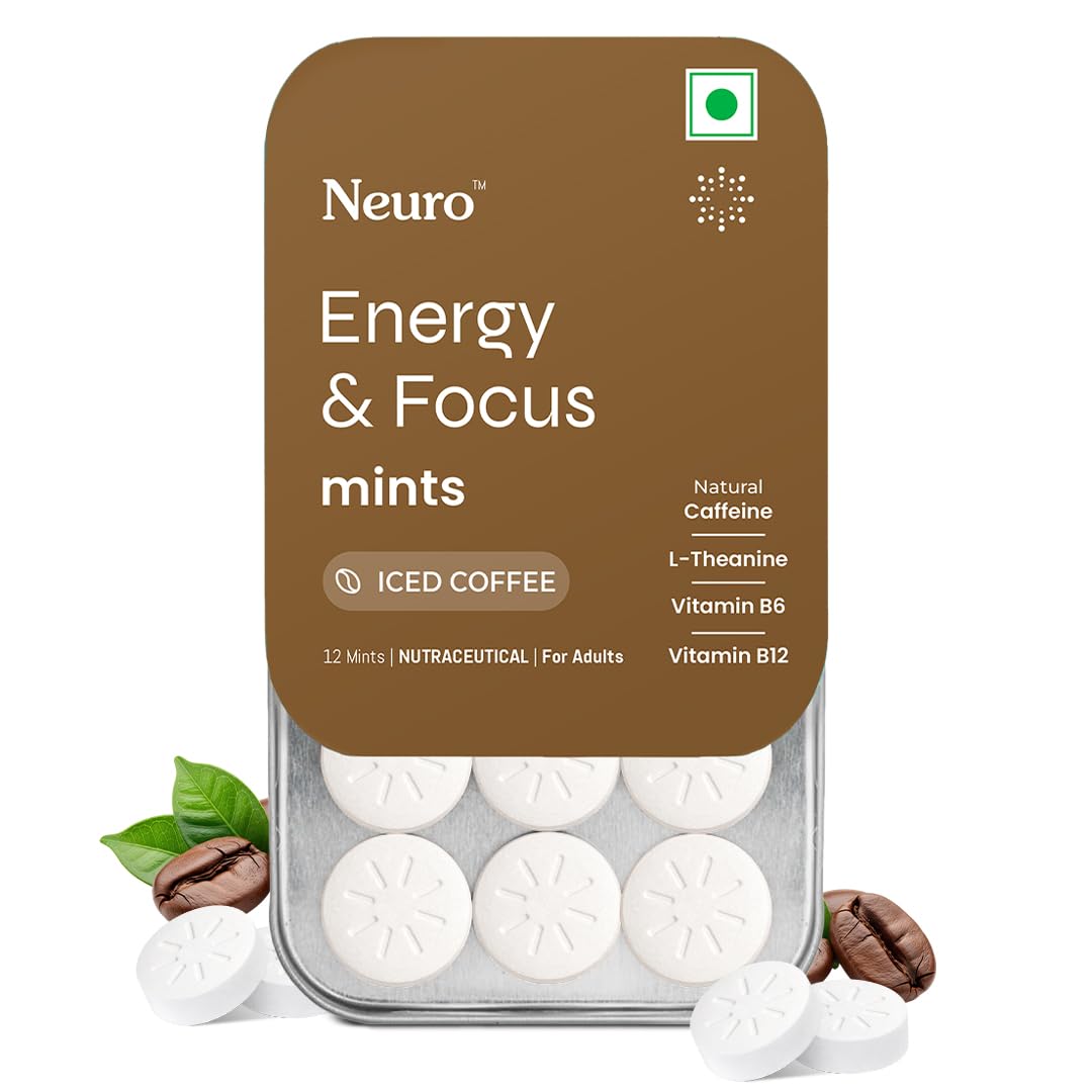 Neuro Energy & Focus Mints - Iced Coffee | Quick Energy Boost & Enhanced Focus | Natural Caffeine + 60 mg L-Theanine + Vitamin B6 & B12 | No Added Sugar | Aspartame Free | 120 Mints-image-5
