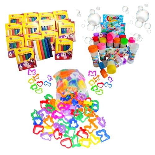 Kit 15 Cx Massinha de Modelar + Bolha Sabão + Cortador Molde