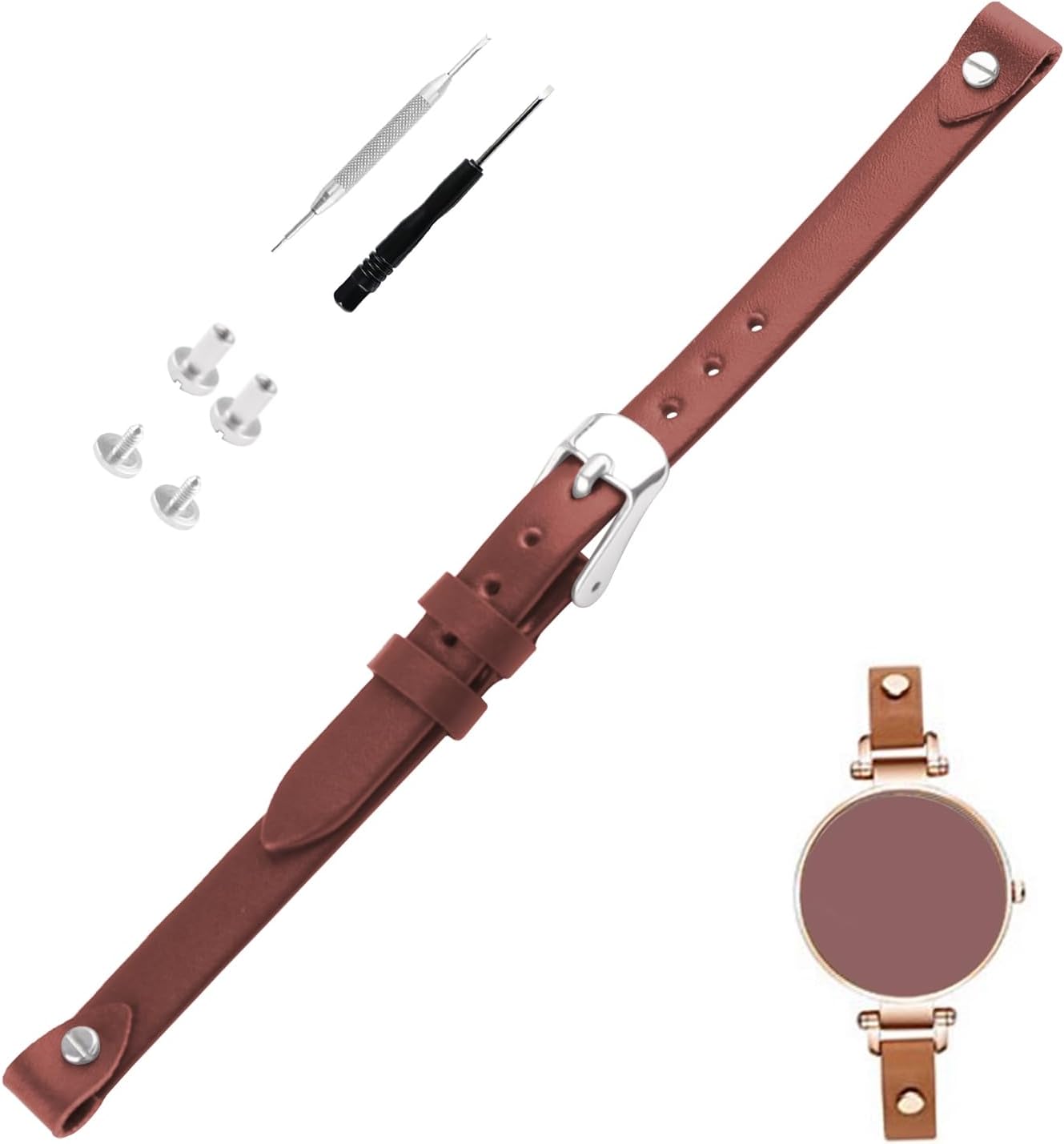 8mm Leather Watch Band replacement for Fossil ES2829 ES2830 ES3060 ES3076 ES3077 Strap Wirstband accessories for Men and Women