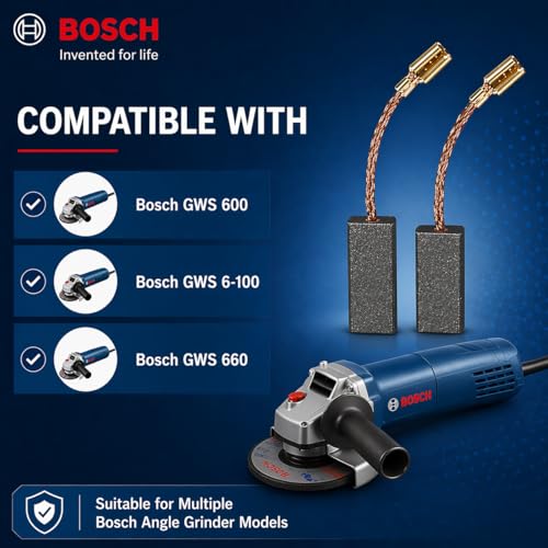 Image of Bosch Genuine Carbon Brush Set for GWS 600 & GWS 700-100 Angle Grinder | Original Bosch Packed Spare Part | Motor Carbon Brush Pair