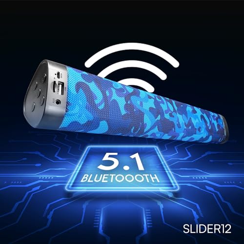Image of HAPIPOLA SLIDER12 Bluetooth Speaker Immersive Audio | Good Bass | Light Weight 6 Hours Playback | Portable | Built in mic | TWS Pairing Support | dustproof | handfree Calling | Blue
