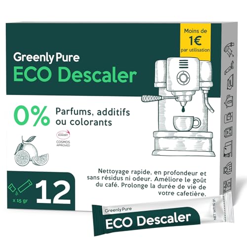 GREENLY PURE Detartrant 100% Écologique pour Machines a Café en grain, expresso, Automatiques, à Capsules et à Dosettes, Compatible avec toutes les...