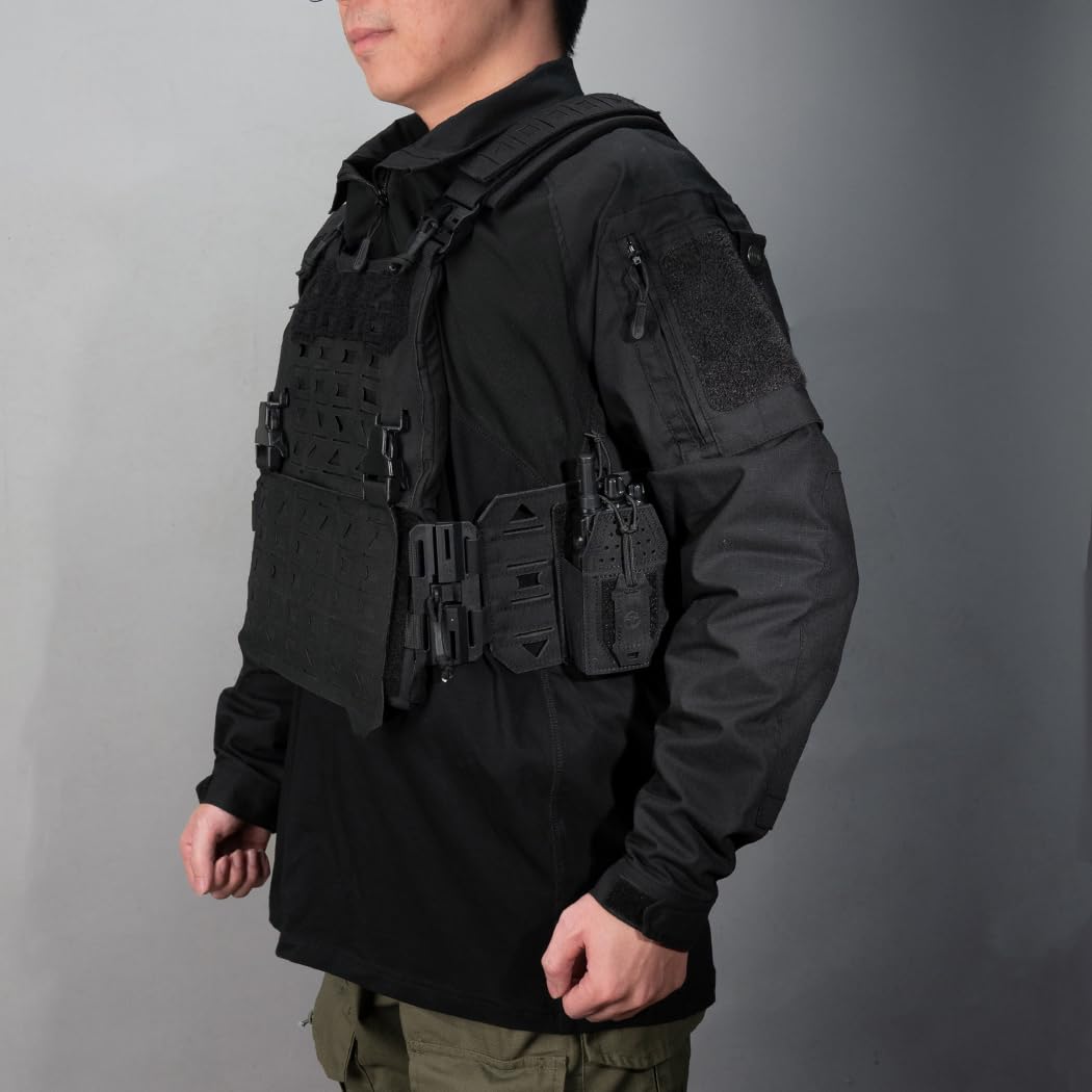 Bolsa táctica Molle para radio, soporte universal para walkie talkie Motorola BaoFeng UV-5R BF-F8HP ajustable almacenamiento rifle bolsa de revista, Negro , Bolsa táctica para radio