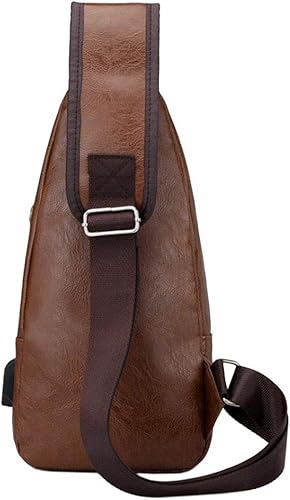 Miniatura 3 de Mochila estilo bandolera de piel para hombres y mujeres, bandolera de hombro, al pecho, mochila de uso diario para viajes, al aire libre,