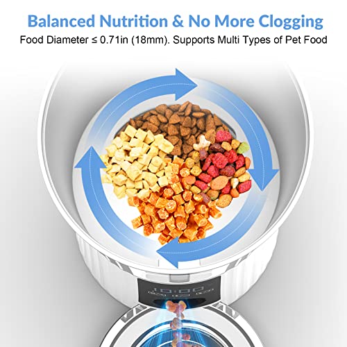 Casfuy Automatic Cat Feeders - 4L Auto Timed Pet Feeder Dry Food Dispenser For Dogs & Cats With Voice Recorder Portions Control Slow Feed Dual Power Supply 6 Meals Per Day #TOP2