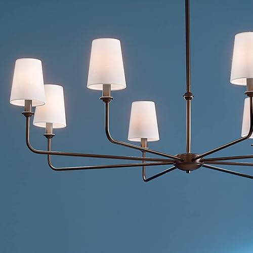 Miniatura 10 de Kichler Pallas 52517BK - Lámpara de techo de 8 luces en color negro, con persianas cónicas de lino opcionales para vestíbulo, sala de estar o